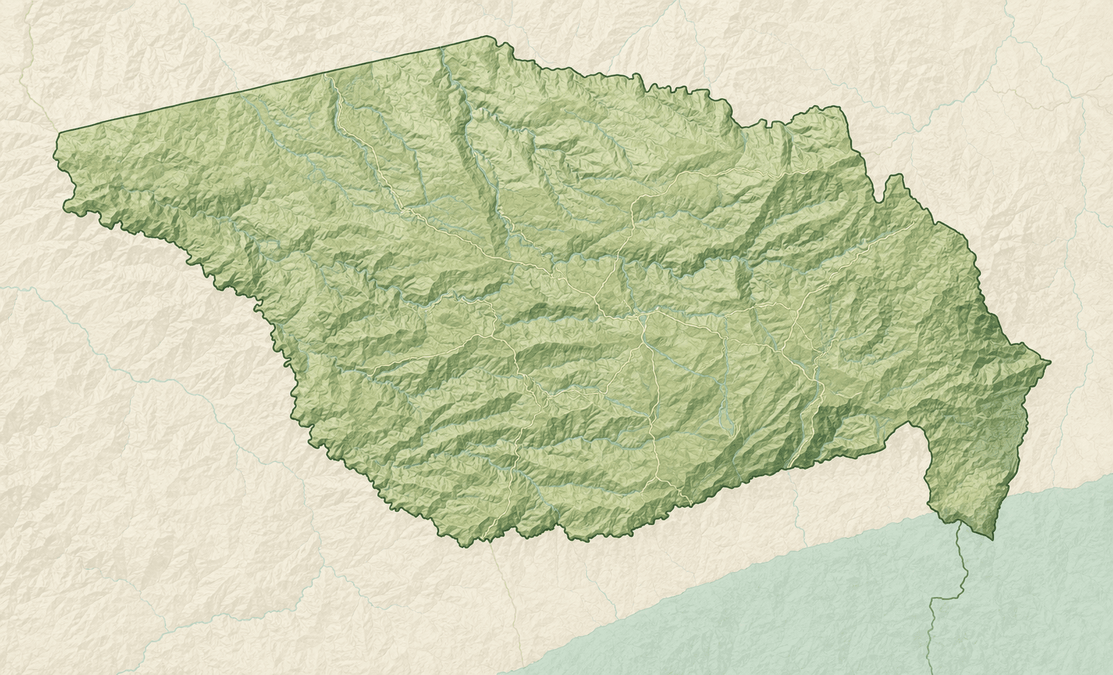 Mapa topográfico del cantón de Zarcero